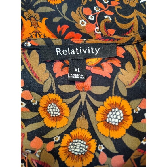 Relativity VTG Floral Tunic 3/4 Double Ruffled Sleeves Bead Work Size XL - Picture 9 of 11